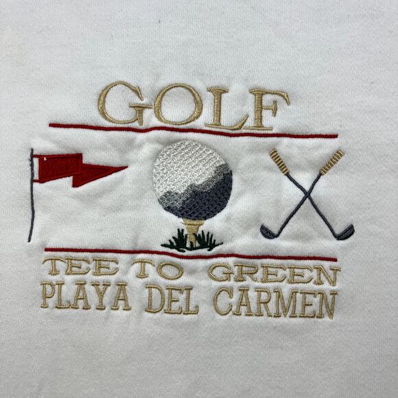 Vintage Golf Sweatshirt Adult XL White Playa Del Carmen Course Links Tee PGA 90s - Picture 2 of 12
